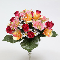 30cm Mixed Carnation/Rose Bud/Alstromeria/Blossom/Foamed Gypso Bush X 23
